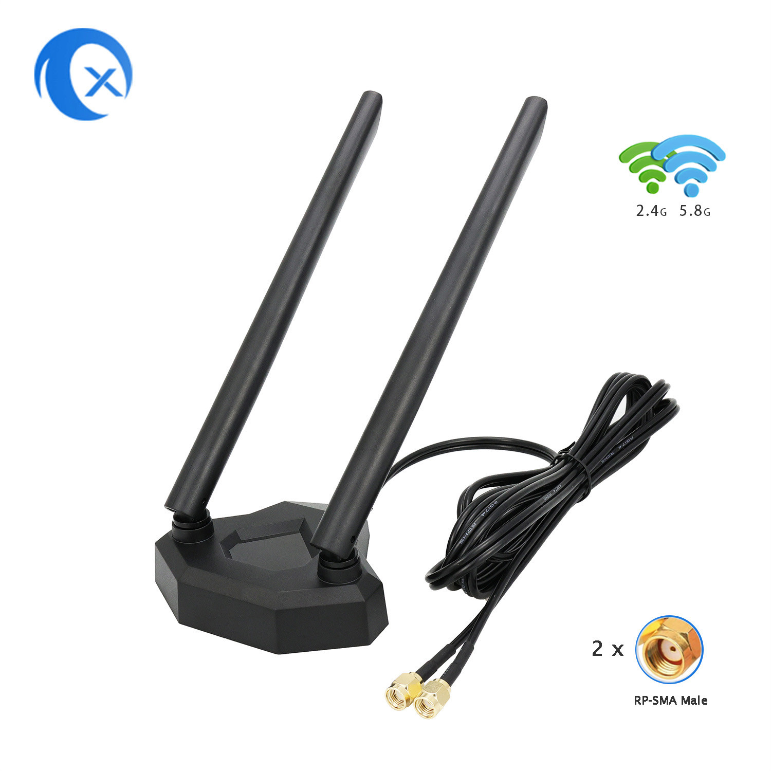 Buy cheap 2.4GHz 5GHz Dual Band Antenna Magnetic Base for PCI-E WiFi Network Card Wireless Router from wholesalers
