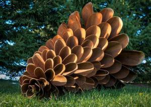 Buy cheap Corten Steel Rusty Pine Cone Sculpture , Modern Metal Landscape Sculpture product