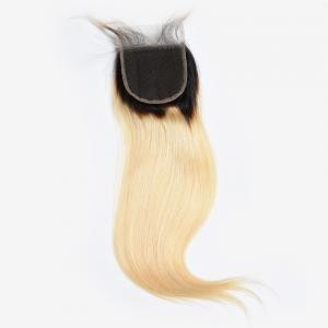 Buy cheap 4x4 Brazilian Hair Lace Closure Straight 1b/613 Color 9a Grade 100% Pure Human Hair product
