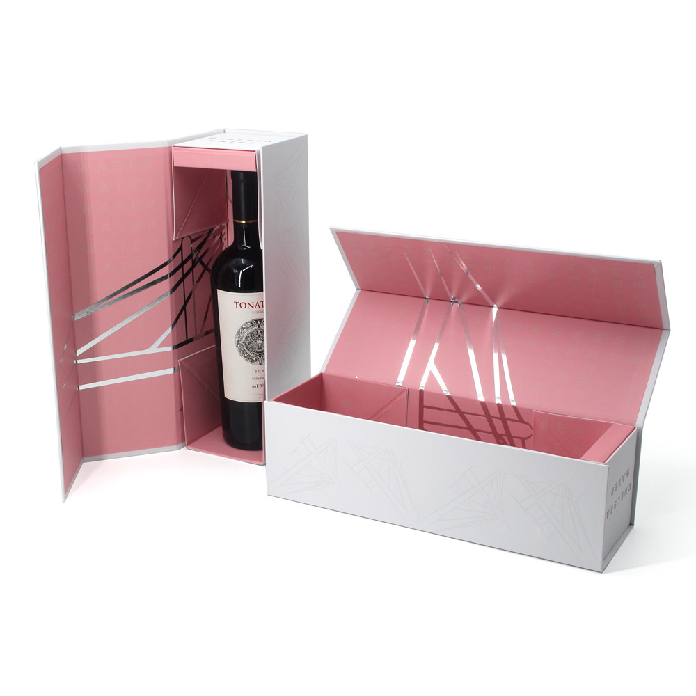 Buy cheap Custom logo printed luxury collapsible magnetic liquor wine bottle packaging gift boxes product