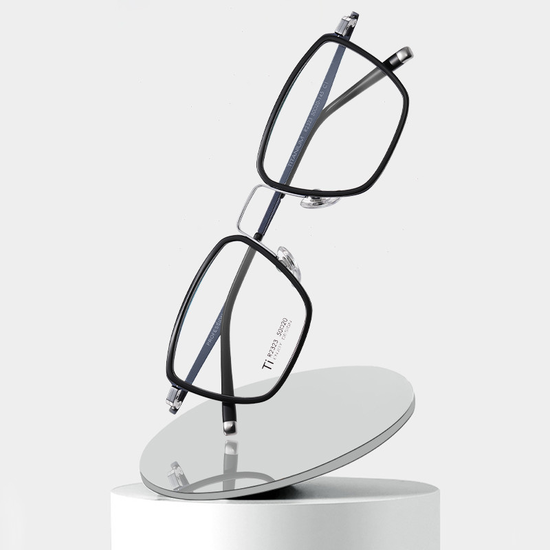 Buy cheap Men'S Black Acetate Glasses Optical Titanium Simple Design OEM product