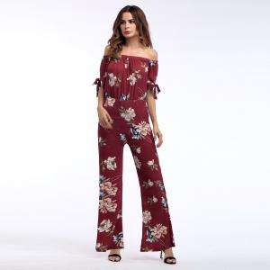 Buy cheap 2022 new floral, short-sleeved chiffon jumpsuit product