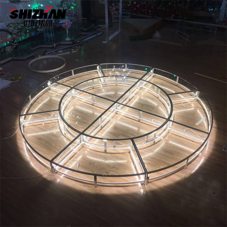 Buy cheap Large Corporate Event Stage Retractable Acrylic Tempered Glass Lights Round Stage product