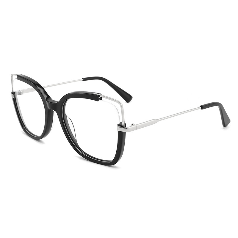 Buy cheap Unique Cat Eye Metal And Acetate Glasses Flexible With Clear Lenses product