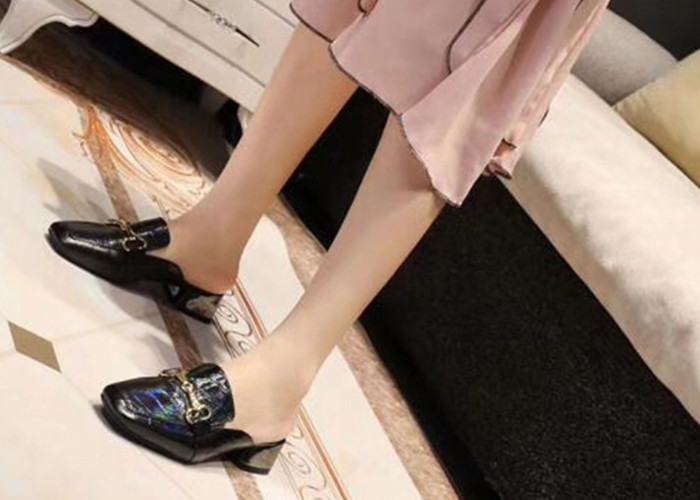 Buy cheap Cow Leather Square Toe Backless 3cm Heeled Womens Shoes product