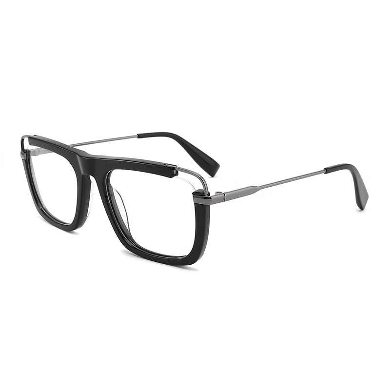 Buy cheap Unisex Square Acetate Metal Glasses Flat Top Big Eyeglass Frames product