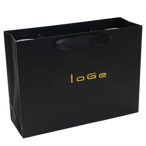 Buy cheap Custom Luxury Black Garment Packaging Paper Bag With Satin Ribbon Rope product