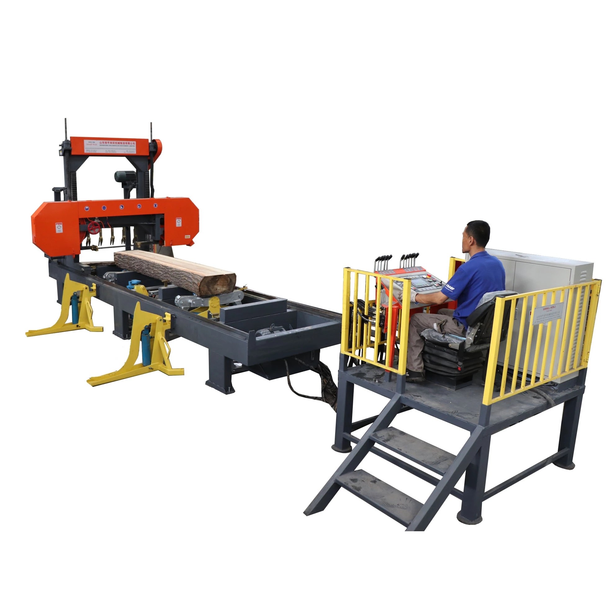 Buy cheap Sawing 700-1300mm diameter electromotor and diesel engine hydraulic automatic horizontal band sawmill product