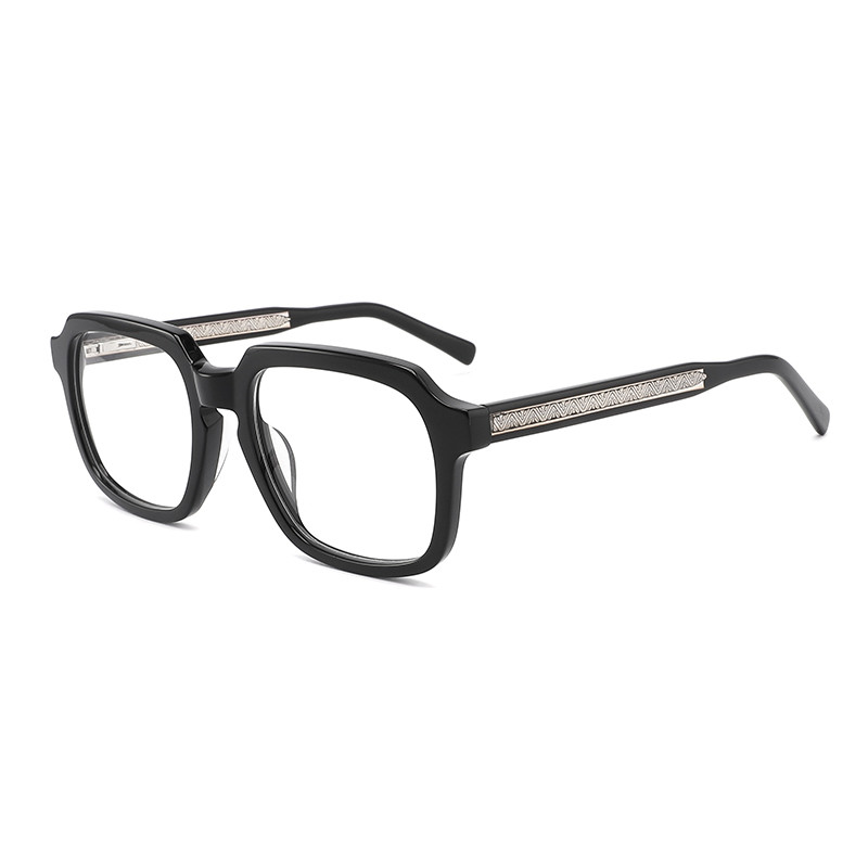 Buy cheap Men'S Acetate Frame Glasses Retro Square Patterned Temples 52mm product