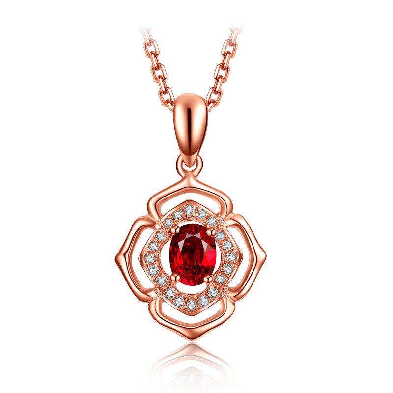 Buy cheap Natural Gemstone Gold Jewelry Solid 18k Genunie Diamond And Ruby Pendant Necklace  product