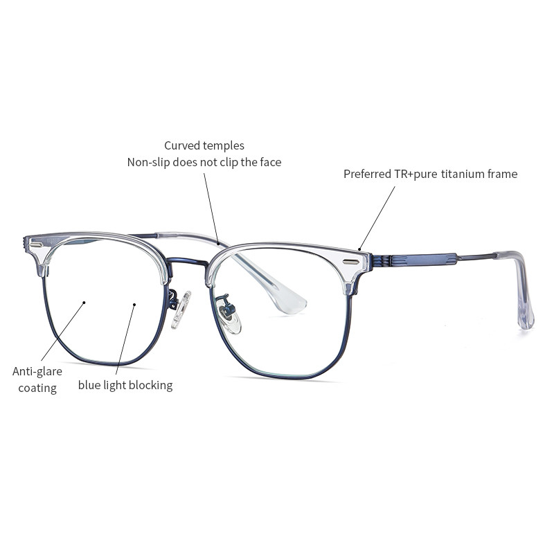 Buy cheap Classic Square Combination Glasses Men TR Titanium Frame Anti Blue Light from wholesalers