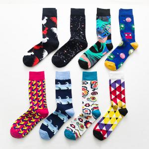 Buy cheap Fashion Trend Non Slip Calf Socks Street Hip Hop Skateboard Cartoon Casual Mid Calf Socks Men Crew Sports Socks product