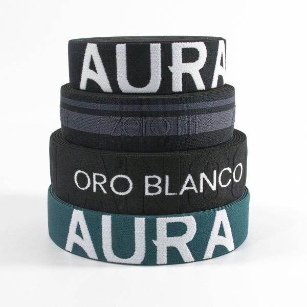 Manufacturer Soft jacquard embossed logo wide elastic waist band nylon rubber