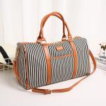 Canvas Travel Bag Korean Striped Travel Bag Fashion One Shoulder Crossbody