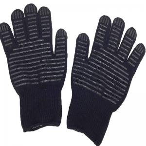 China Kevlar Outer Cotton Inner Heat Resistant Gloves BBQ Oven Gloves with Silicone Grip HRKC-02 on sale