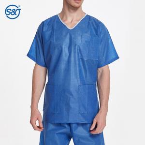 China SMS Short Sleeve Hospital Scrub Suit 60gsm Disposable Scrub Suits For Sale on sale