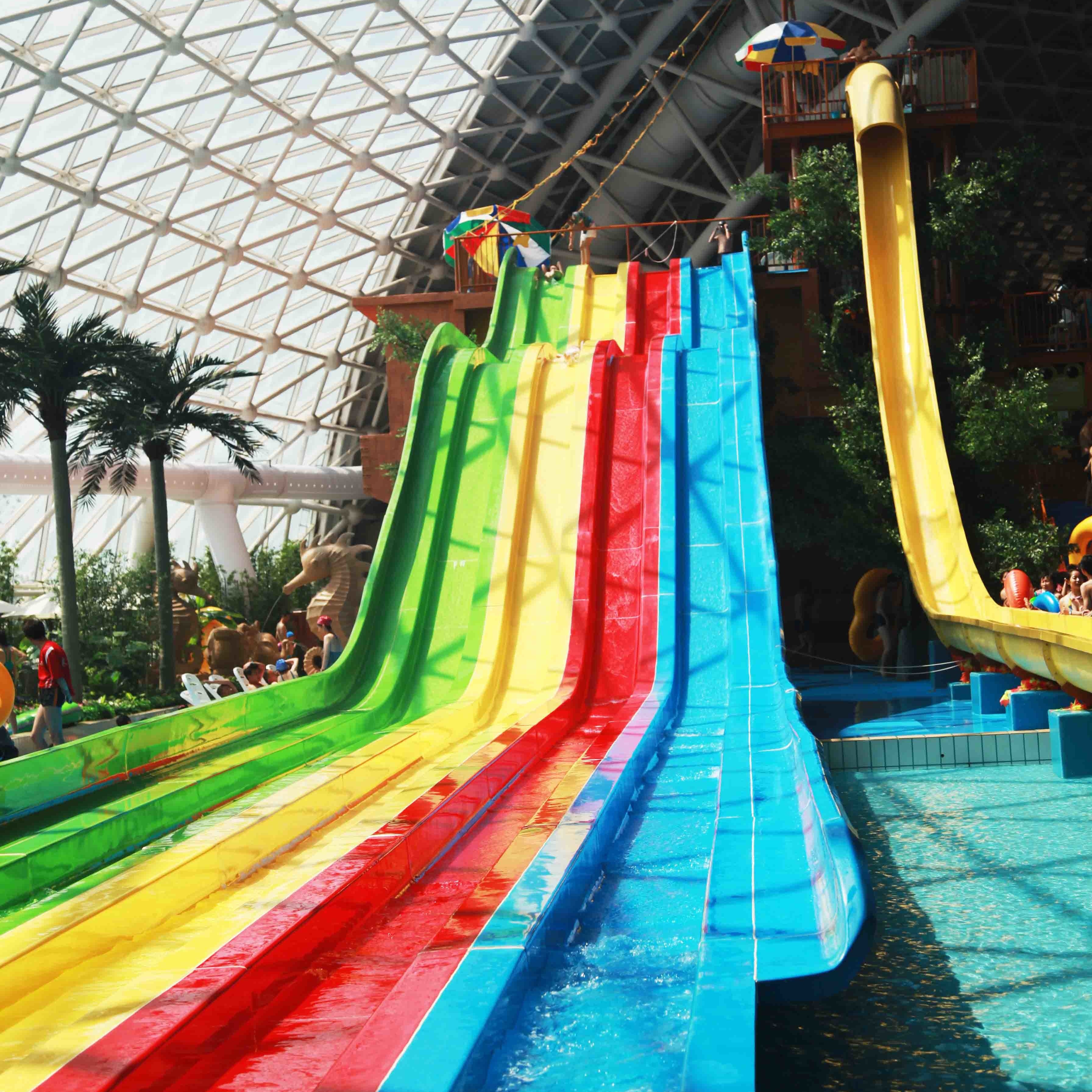 Side-by-side Multi-lane Fiberglass Race Slide, Racing Waterslide, Custom Water Slides