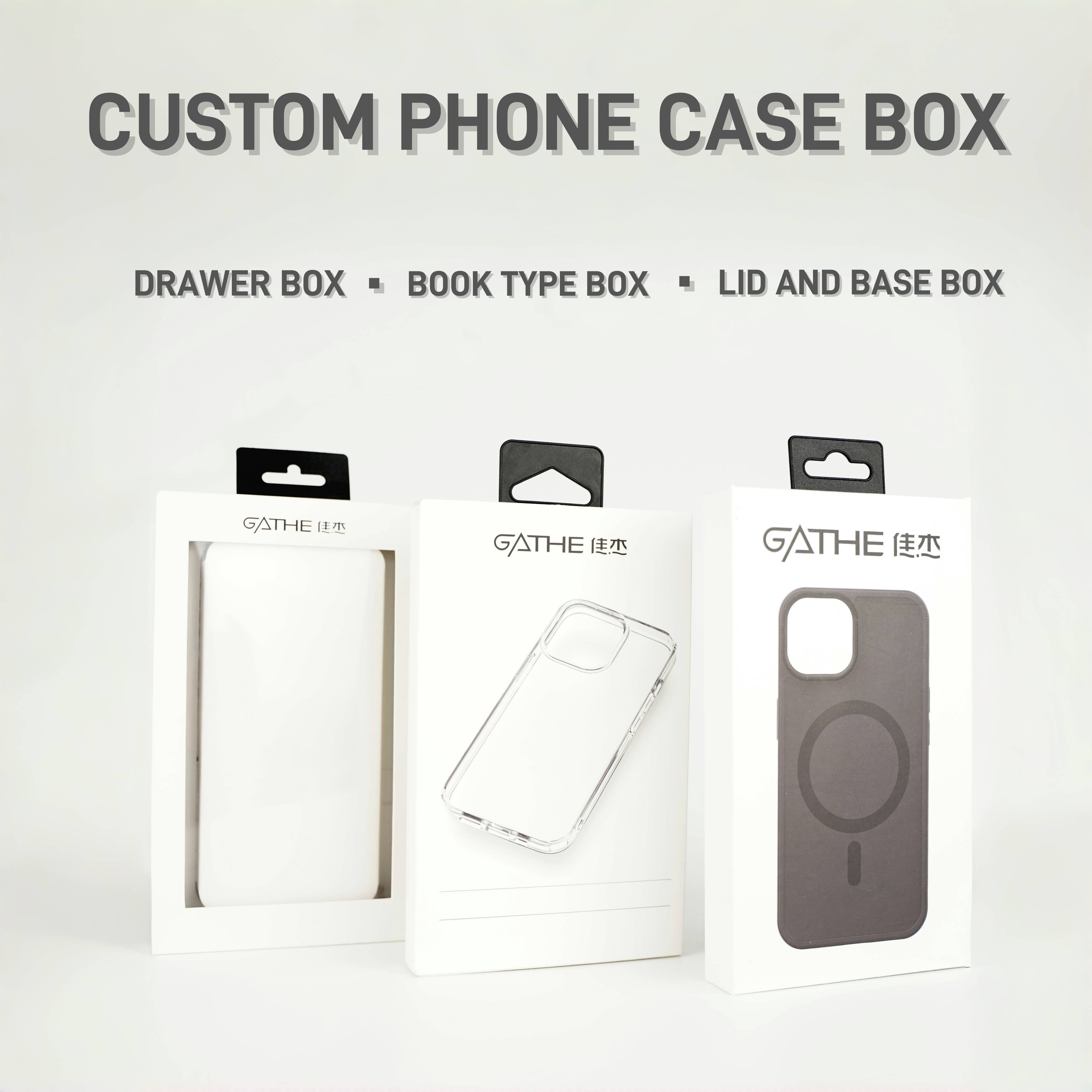 Custom Box with logo Luxury Paperboard Packaging Gift Box with clear Window Drawer Box for Mobile Phone case