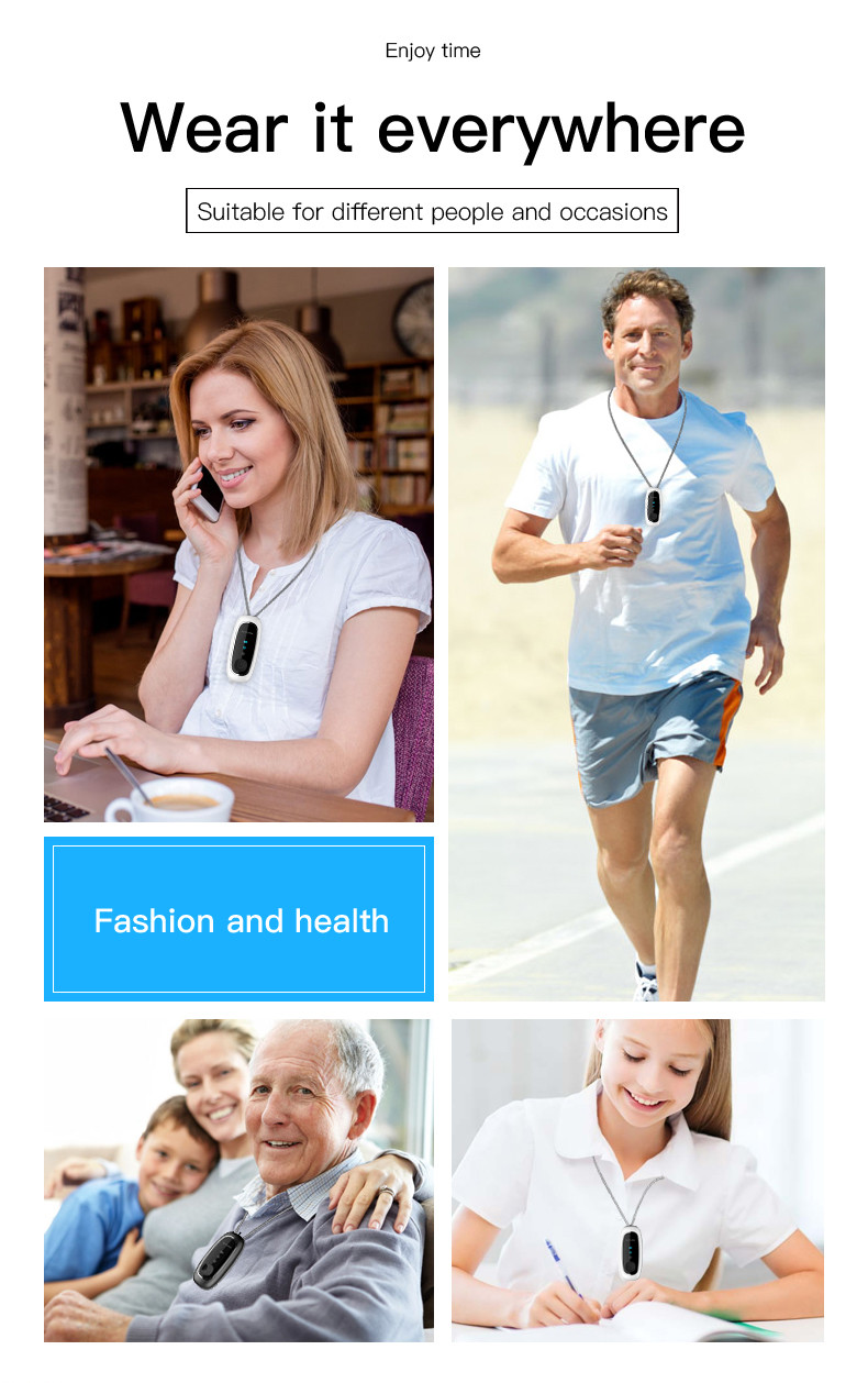 Mini Portable Wearable battery powered Air Purifier Necklace ionizer Negative Virus