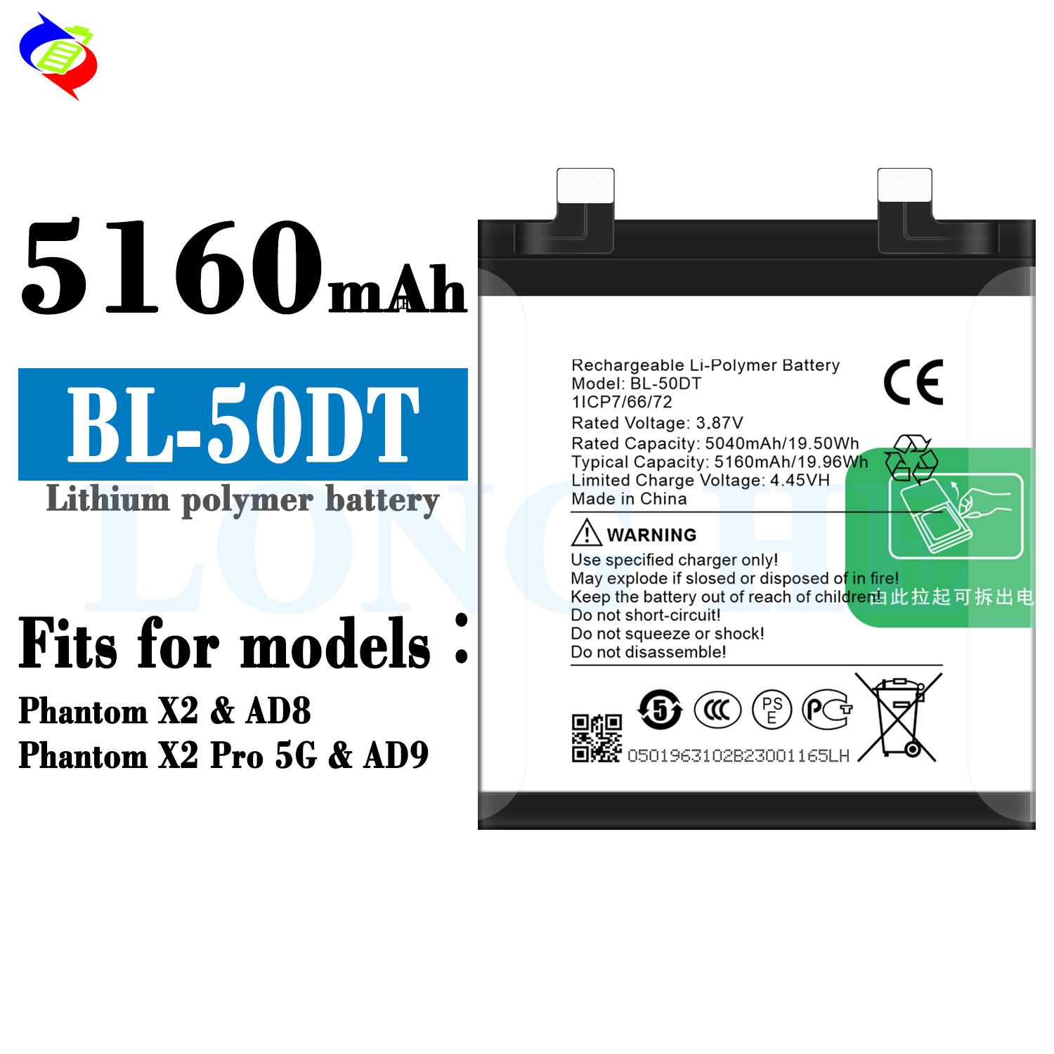 Original BL-50DT 5160mAh Battery For Tecno Phantom X2 Phantom X2 Pro 5G High Capacity