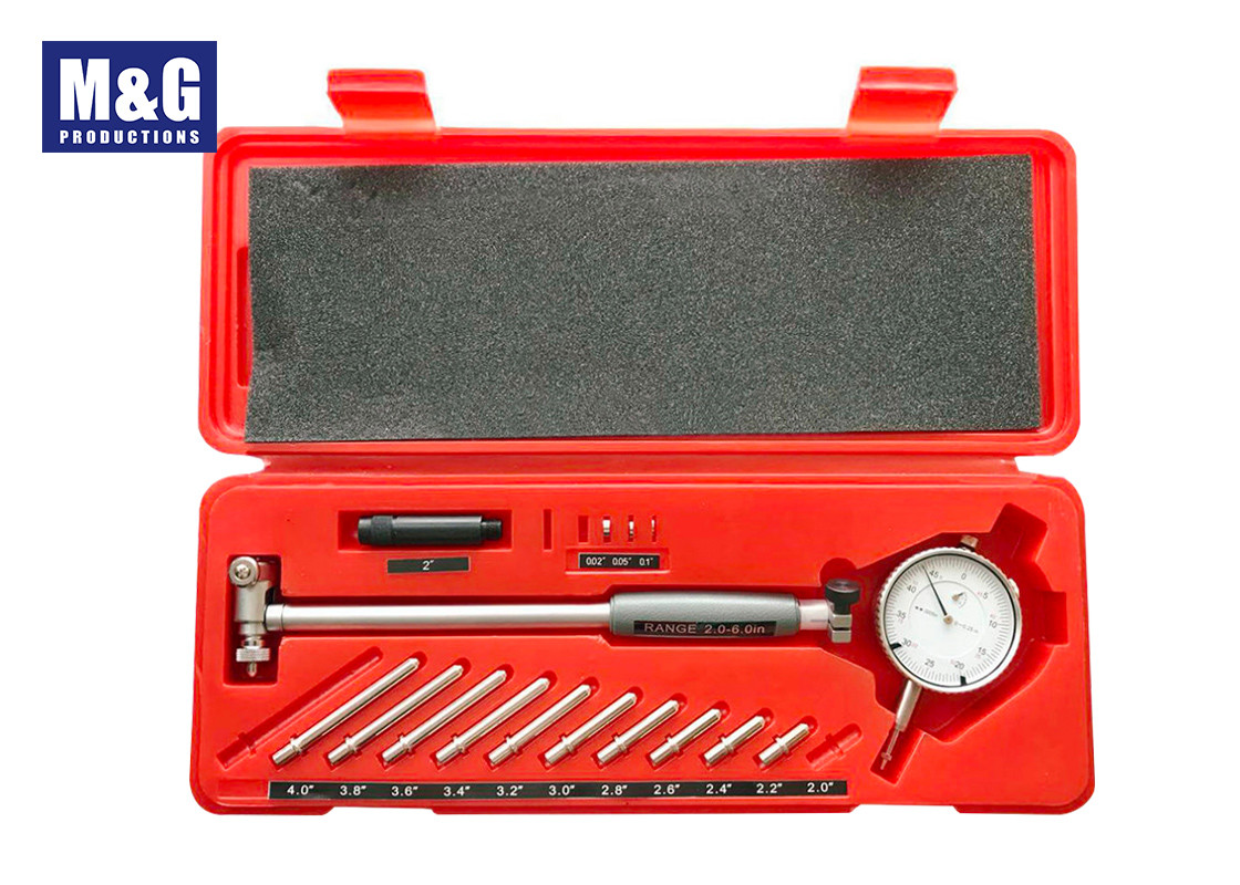 Adjustable Precision Instruments Gauges Dial Bore Gage Chrome Plated Handle 2-6" Grad 0.0005" Dia Bore Gauge Set