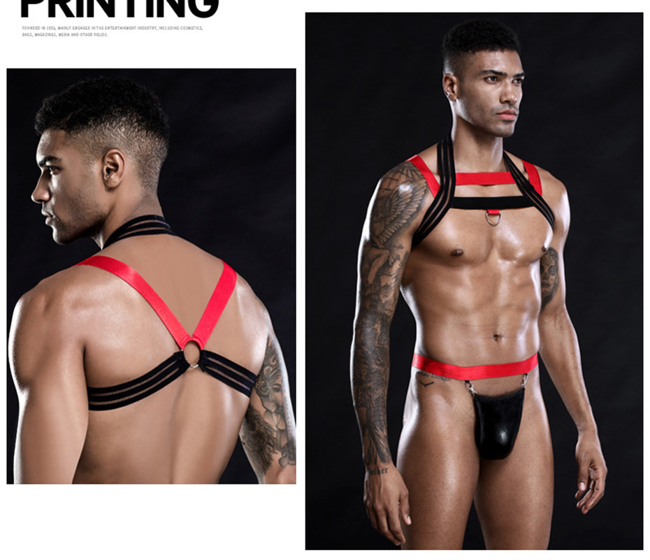 Sexy Bodysuit Lingerie Set Men′s Vest Pajamas Hot Erotic Harness Catsuit Sleepwear