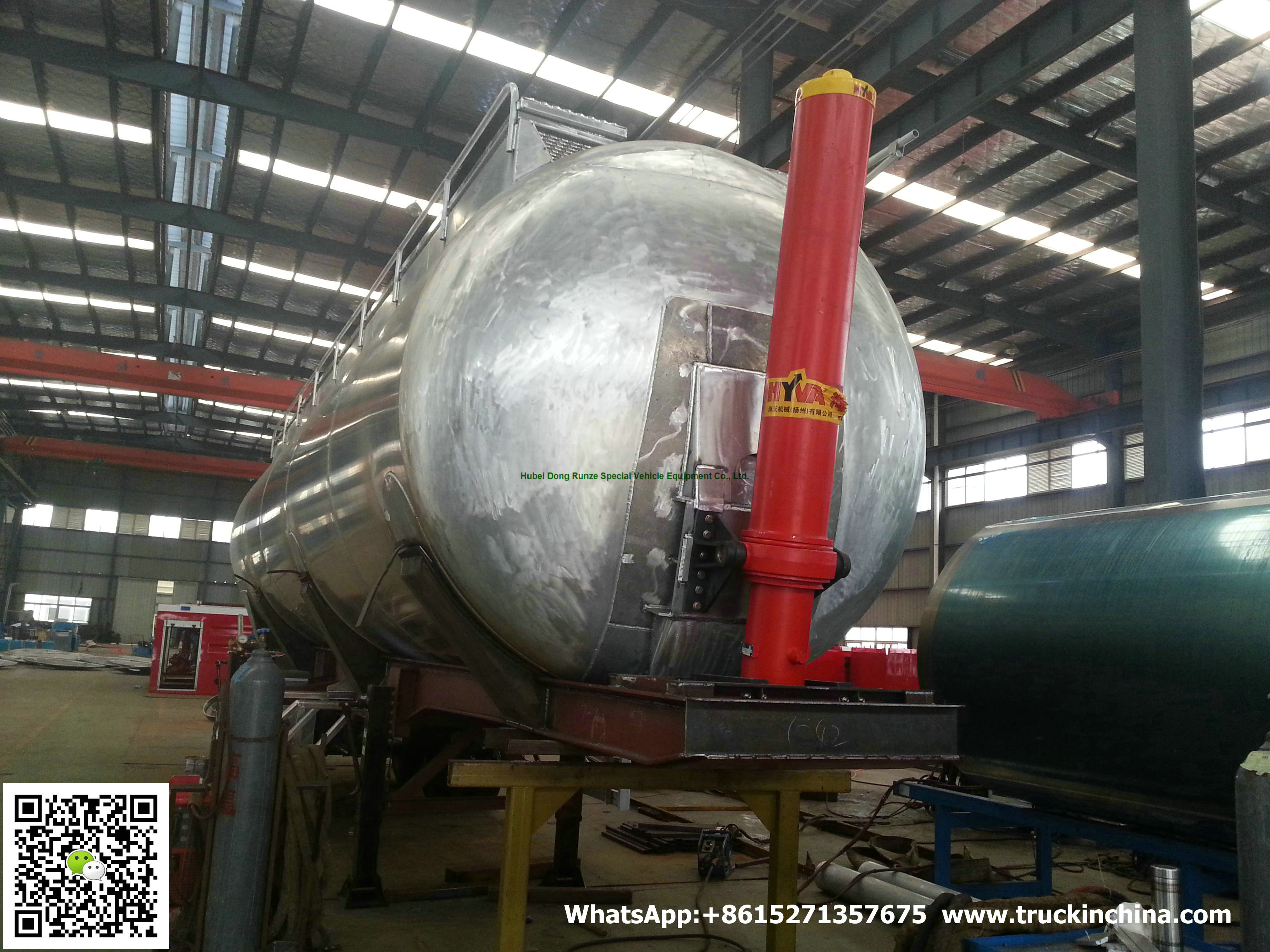 Aluminum Alloy Wheat Flour Bulk Tanker with Tipping Hydraulic Cylinder (6000USG-10000USG ）whApp:+8615271357675