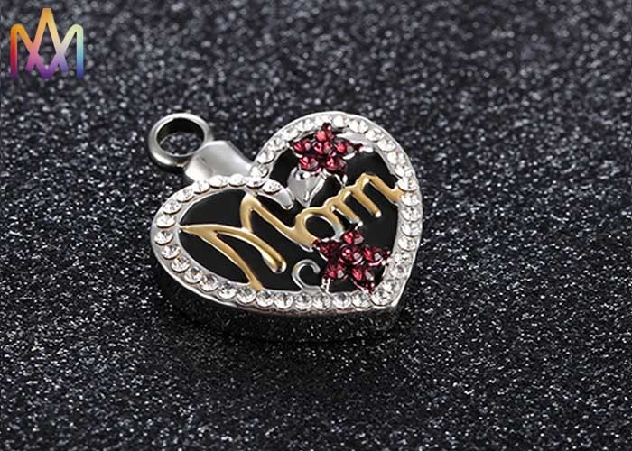 Engraved Polished Copper Heart Urn Necklace For Ashes