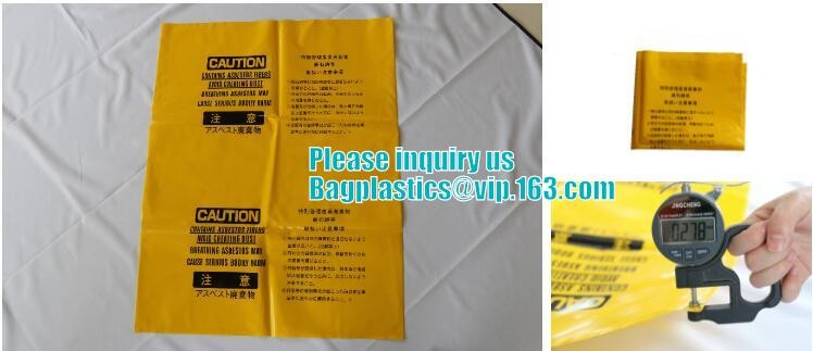 PE packing bag for Asbestos fibers, large size thicker LDPE asbestos remove bags, Large Asbestos Waste Removal Bags, pac