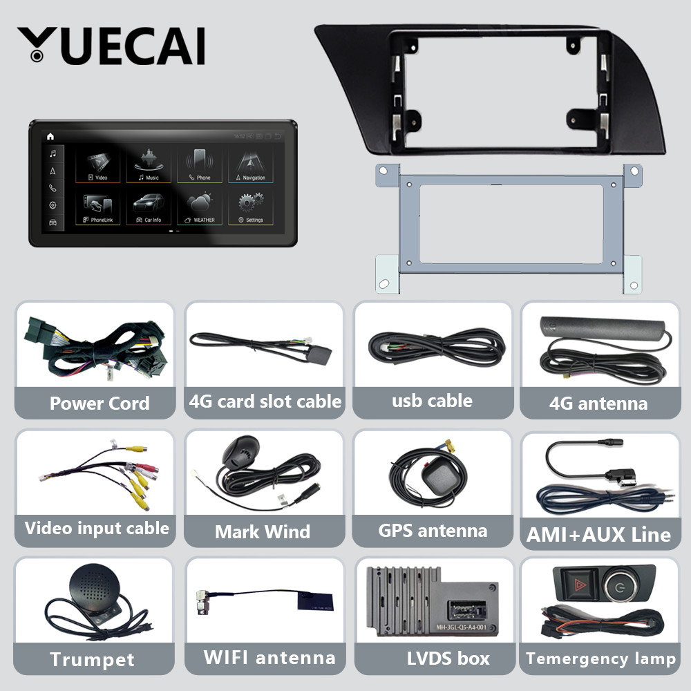 Yuecai 12.3 Inch Car Fascia Frame For 2009-2016 AUDI A4L Car Multimedia Player Android Dash Kits