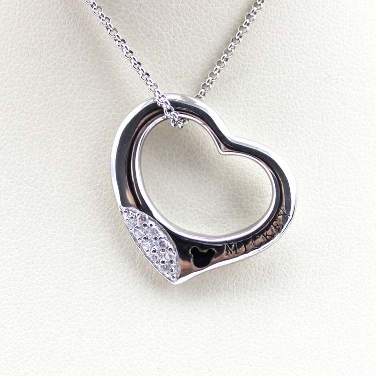 Women Jewelry 925 Silver Heart Pendant Pave White Cubic Zirconia(KP03)