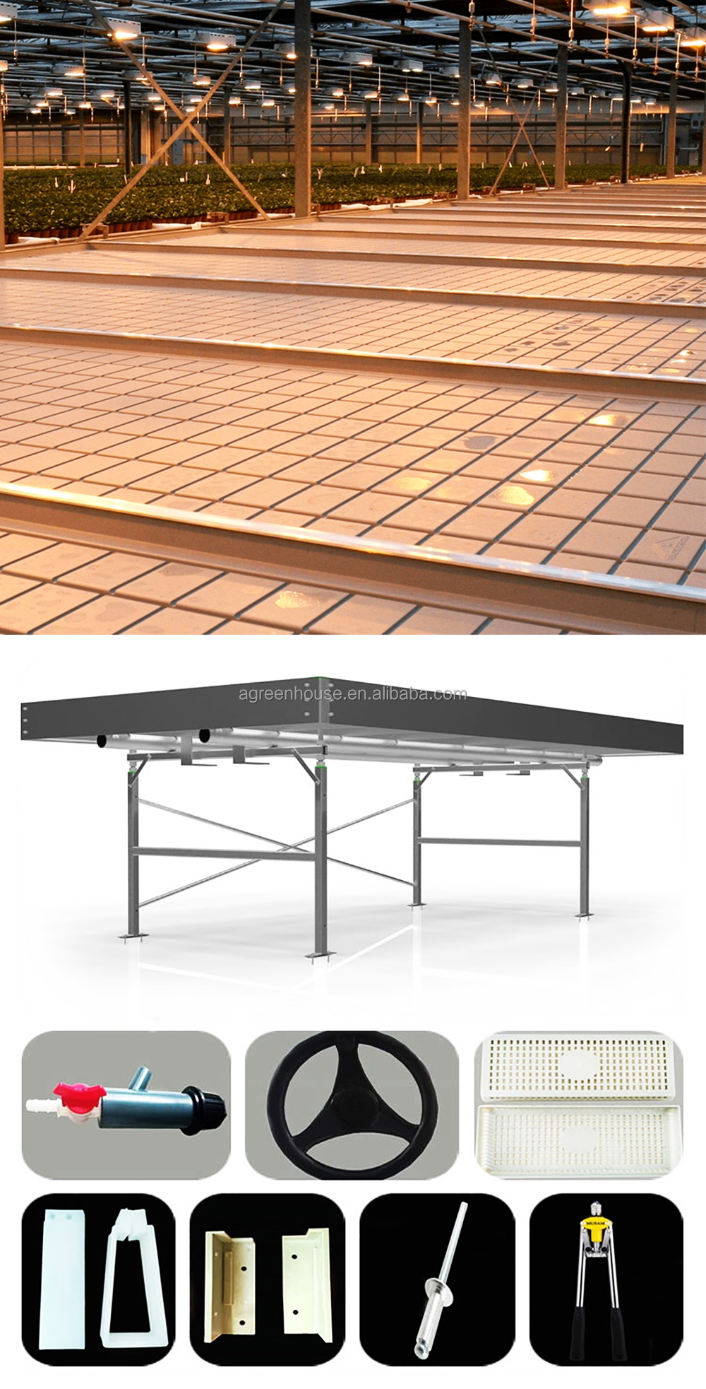 ODM Indoor Outdoor Hydroponic Garden Greenhouse Rolling Benches Vertical Grow Rack System