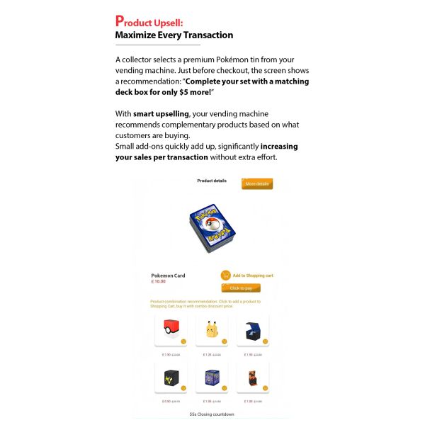 Micron Compact TCG Card Vending Machine for Pokémon & Trading Cards with 21.5 Inch Touch Screen