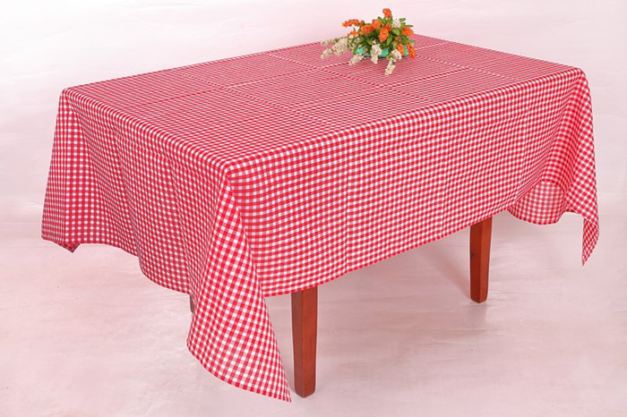 86% Cotton Natural Fabric Red Checkered Tablecloth , Full Sizes Picnic Checkered Tablecloth
