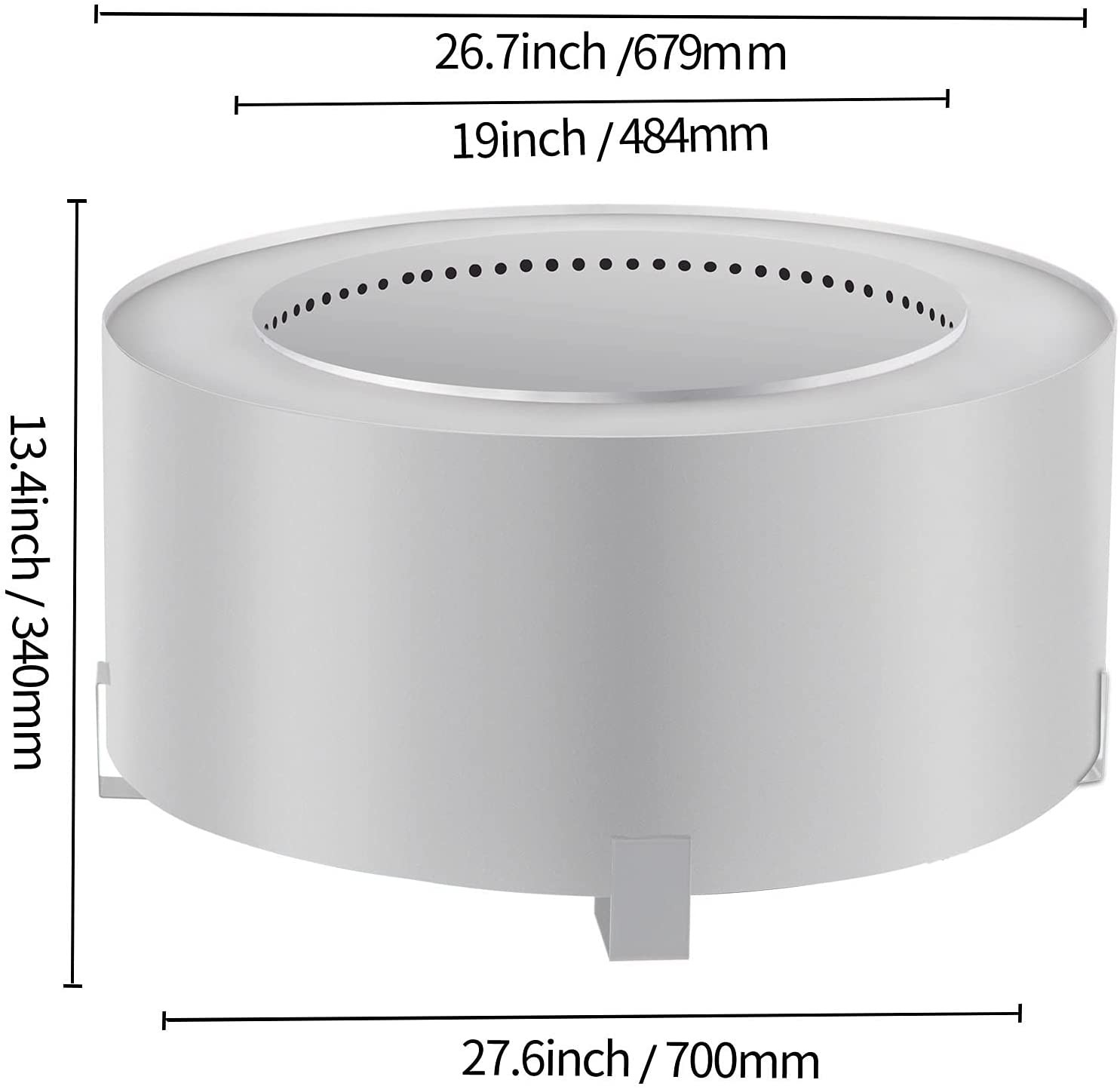 Double Wall Portable Round Smokeless Fire Pit For Outdoor Picnic Camping