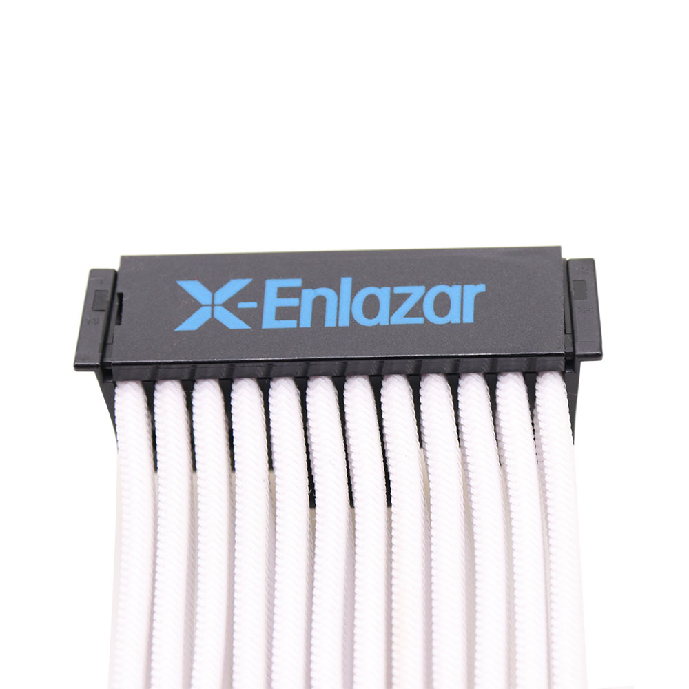 90 Degree Bradided Sleeve24Pin ATX Cable Extension Sleeve Computer Cable Extension Supply Adapter Sleeved PSU Cable Extension