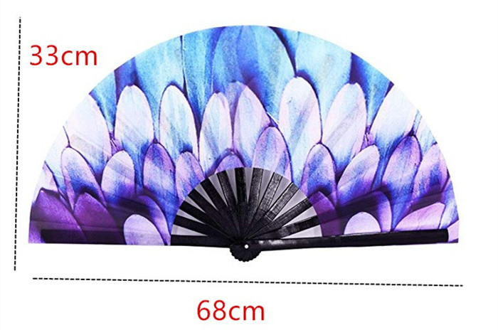 Custom Large Foldable Hand Fans open 33cm 68cm Fabric Bamboo Hand Held Fans