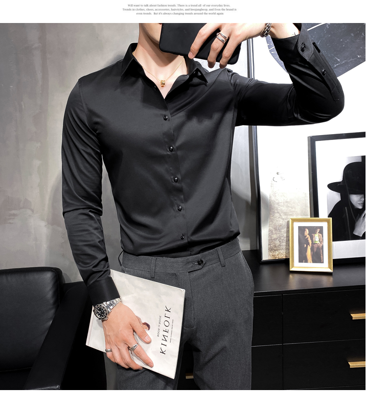 Knitted Long Sleeve Slim Fit Shirts For Men Popular Choice for Adults