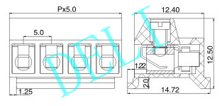 Brass / Ni Plated Wire Cage PCB Connector , 6 Pin Screw Terminal Block DL331-XX-5.0