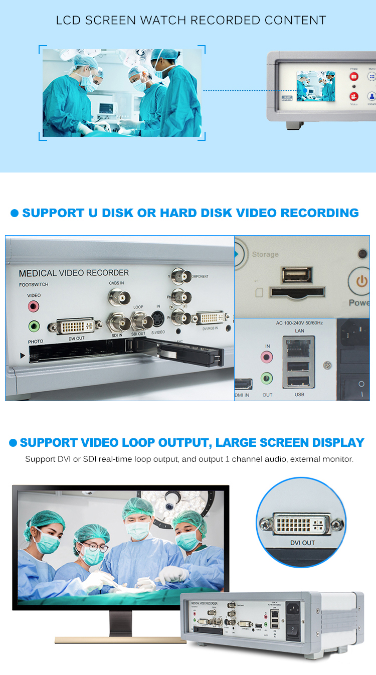 USB/HDD Storage Arthroscope Surgery Image Recorder 1080P60 Compact Portable