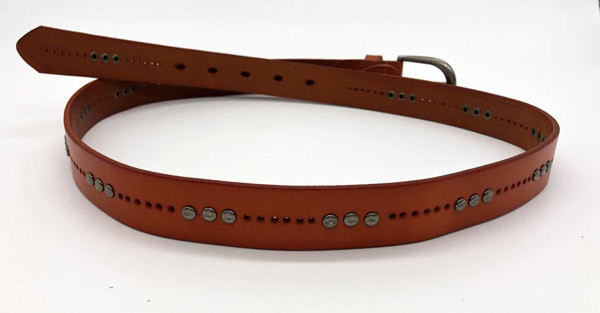 Dark Nickel Buckle Womens Studded Leather Belt With 95 - 125cm Length