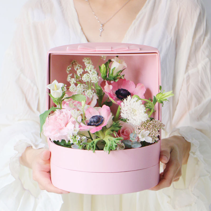 Industrial Gift Craft Custom Luxury Round Cylinder Roses Bouquet Cardboard Paper Box