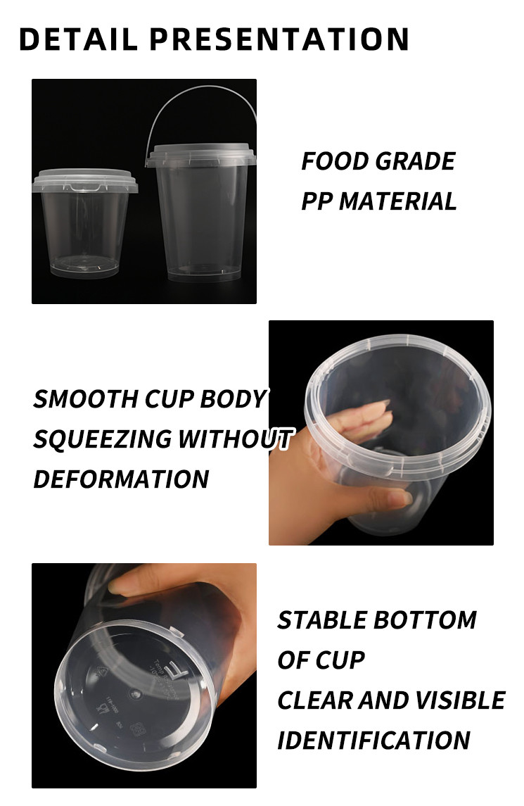 Custom Printed 12 Oz Pp Cup Clear Plastic Cups Fruit Yogurt Salad Bucket Cup