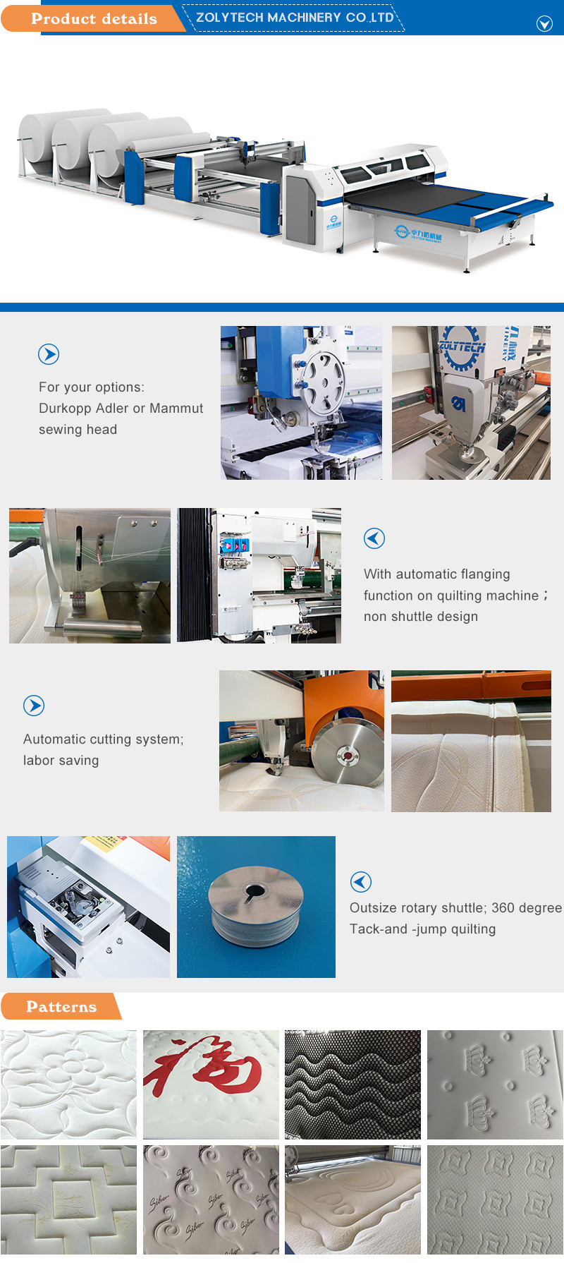 Automated Durkopp Adler Single Needle Quilting Machine 3000rpm