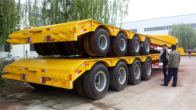 4 Axles Low Bed Trucks 100Tons 3 Axles Lowbed Trailers Mechanical Suspension And Air Suspension