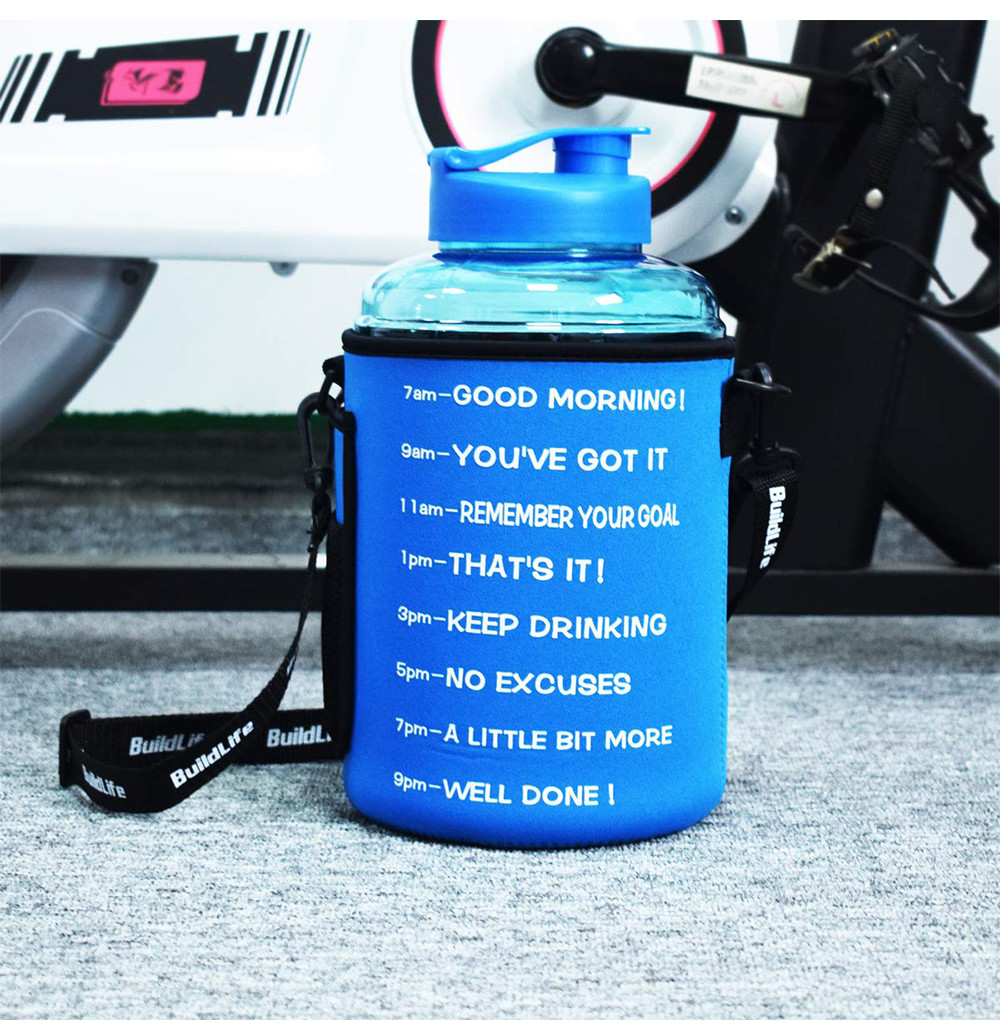 128oz Blue Neoprene Water Bottle Carrier With Adjustable Shoulder