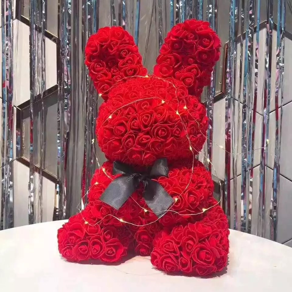 Wholesale Price 40CM Roses Bear with Diamond for Valentines Day Gift