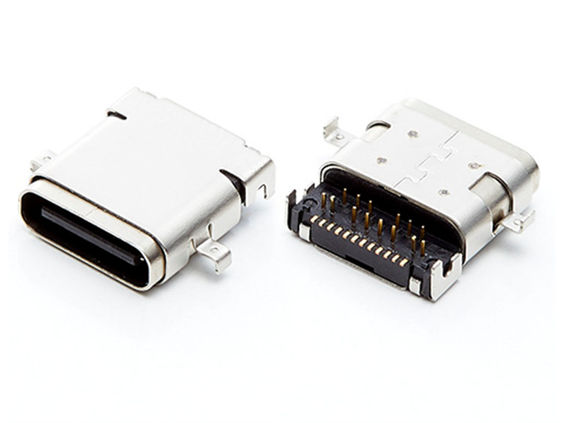 24 Pin USB Type-C Connector Receptacle (Offset)， HULYN