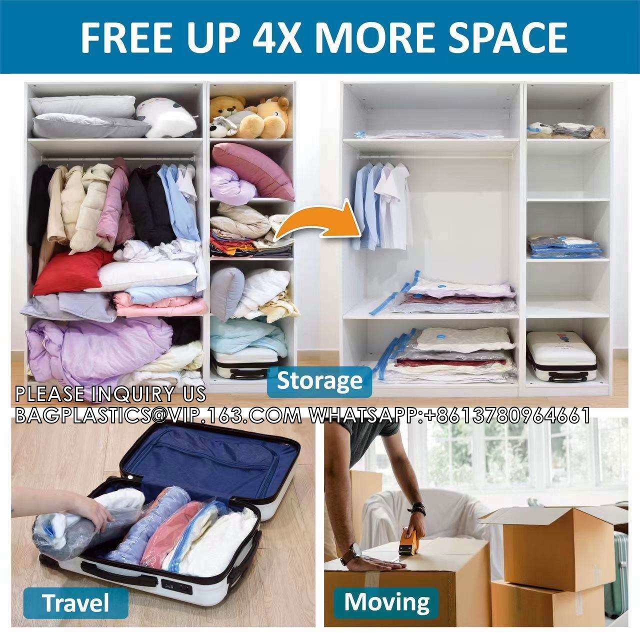 Big Size Space Saving Compressed Polyester Vacuum Storage Bags Combo 12 Pack Foldable For Clothing With Hand Pump