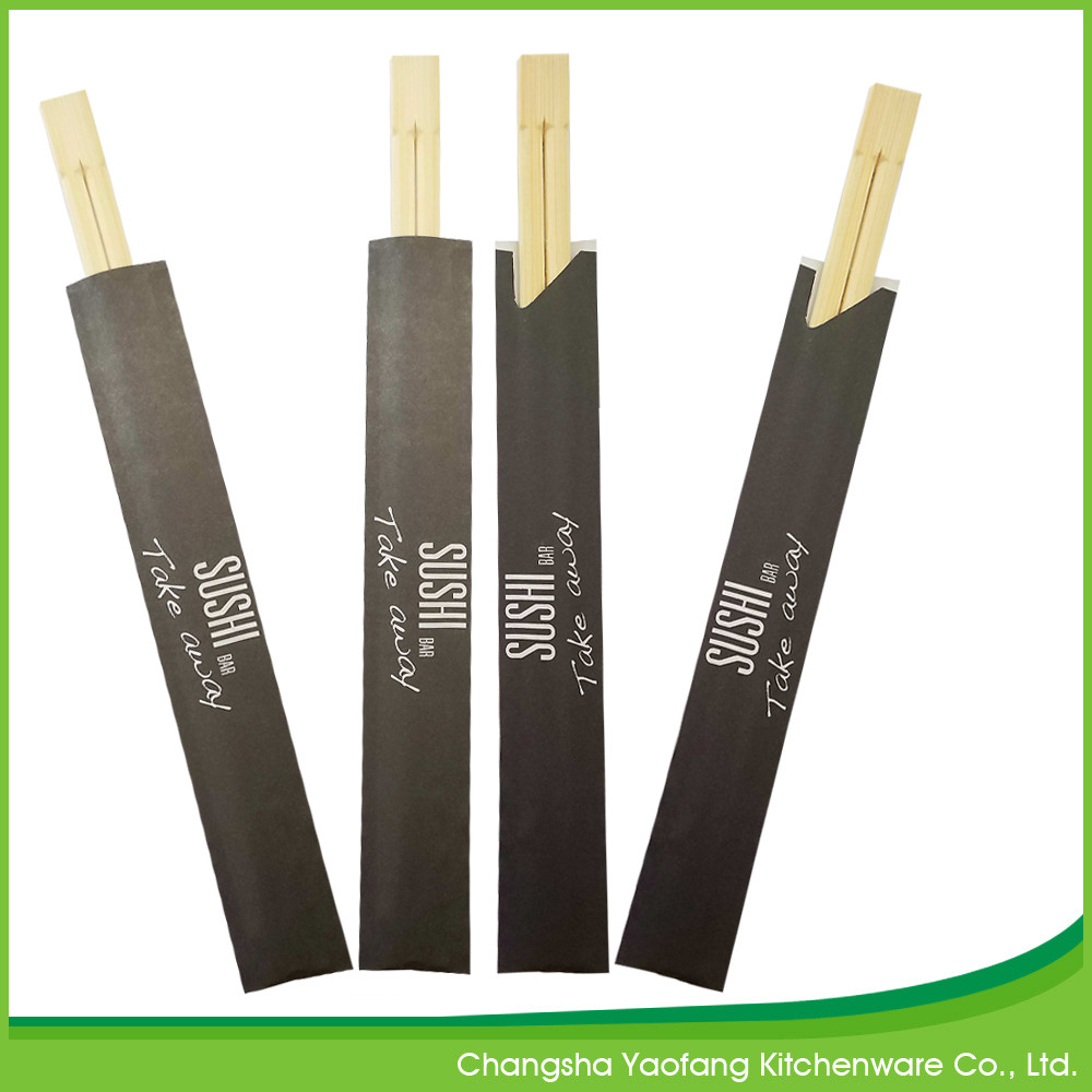 Nature 24cm Bamboo Chinese Eating Sticks Twins With Semi Closed Paper Sleeve